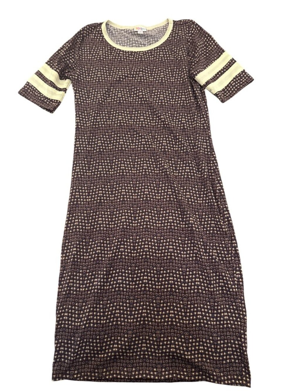 LuLaRoe Geometric Print Midi Dress Medium Stretchy Comfy Bodycon All Over